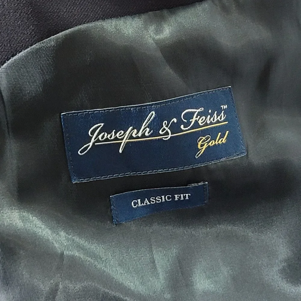 Joseph‎ Feiss Men's Sport Coat Blazer Two Button Navy Blue Twill Classic Fit 37R